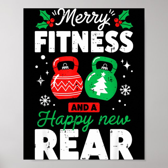 Poster Merry Fitmas And A Happy New Rear Christmas Fitnes (Frente)