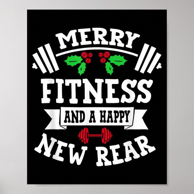 Poster Merry Fitness And A Happy New Rear Funny Holidays  (Frente)