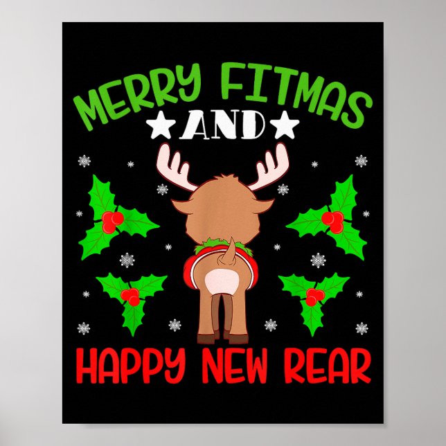 Poster Merry Fitness Happy New Rear Workout Christmas  (Frente)
