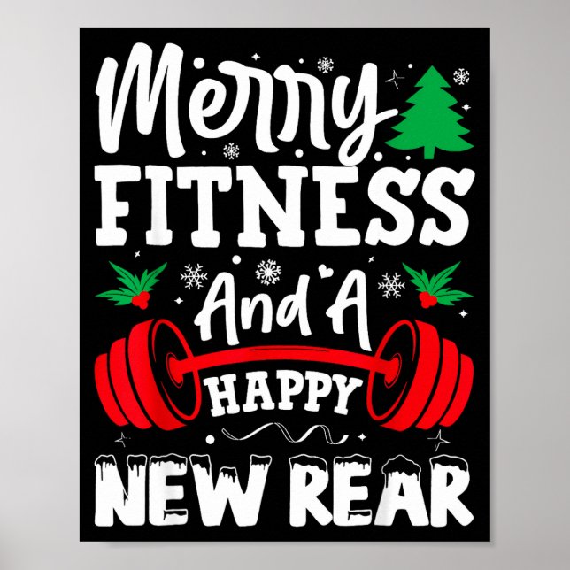 Poster Merry Fitness Happy New Rear Workout Christmas  (Frente)