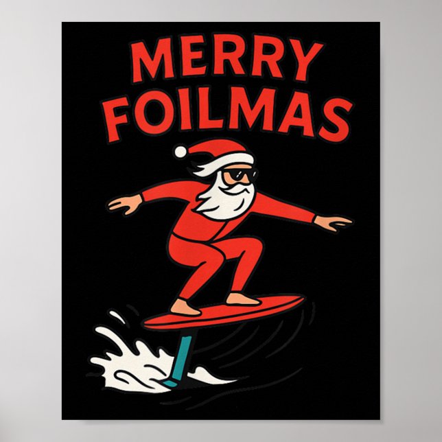Poster Merry Foilmas Santa Claus Hydrofoiling Christmas D (Frente)