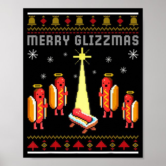 Poster Merry Glizzmas Hot Dog Funny Ugly Christmas Sweate (Frente)