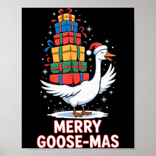 Poster Merry Goose-mas With Xmas Funny Christmas Goose  (Frente)