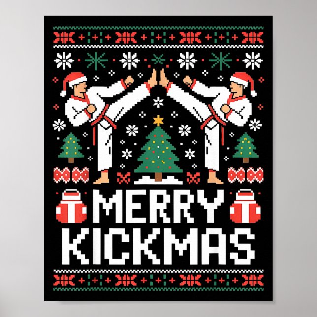 Poster Merry Kickmas Karate Jiu Jitsu Ugly Christmas Desi (Frente)