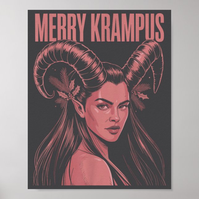Poster Merry Krampus Ironic Lilith Christmas Dark Feminin (Frente)