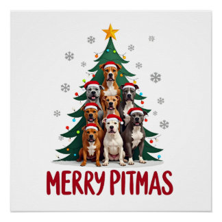 Pôster Merry Pitmas Pitbull Dog Ugly Christmas Sweater Tr