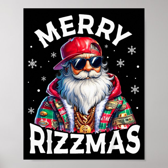 Poster Merry Rizzmas Santa Sungles Pajamas Holiday Christ (Frente)