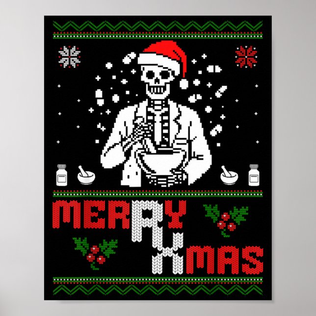 Poster Merry Rx Mas Skeleton Pharmacist Pharmacy Tech Ugl (Frente)