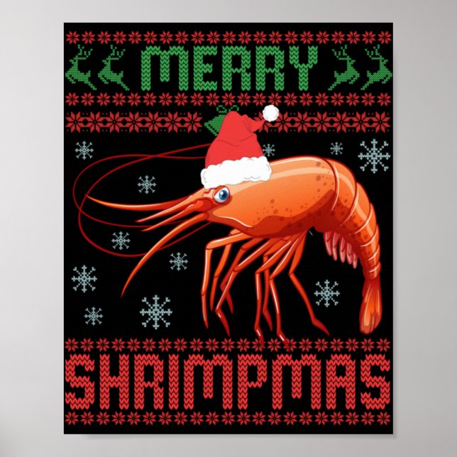 Poster Merry Shrimpmas Funny Shrimp Ugly Christmas Sweate (Frente)