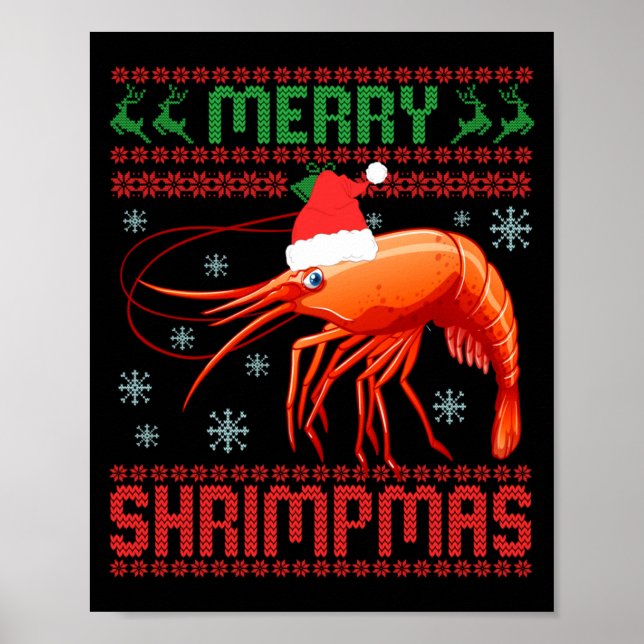 Poster Merry Shrimpmas Funny Shrimp Ugly Christmas Sweate (Frente)