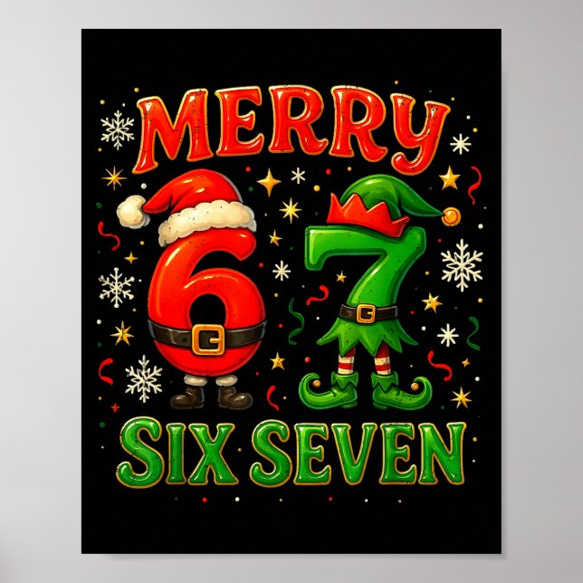 Poster Merry Six Seven Funny Meme 67 Christmas Couple Des (Frente)