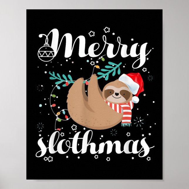 Poster Merry Slothmas Christmas Pajama For Sloth Lovers  (Frente)