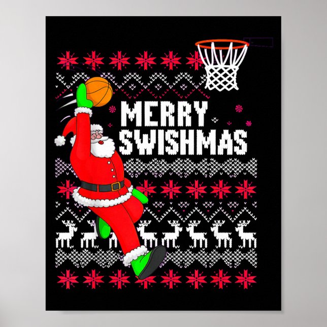 Poster Merry Swishmas Basketball Ugly Christmas Xmas  (Frente)