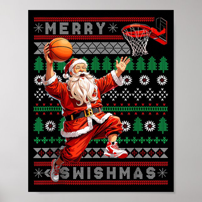 Poster Merry Swishmas Basketball Ugly Christmas Xmas Men  (Frente)