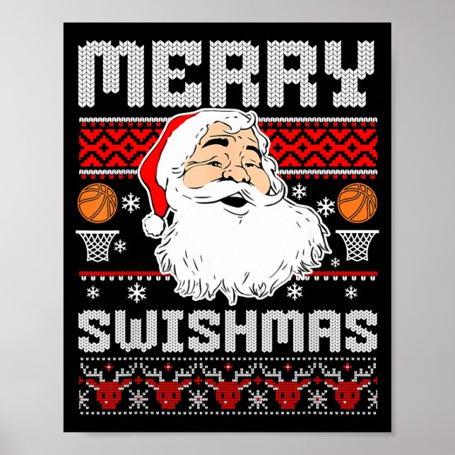 Poster Merry Swishmas Basketball Xmas Ugly Christmas Men  (Frente)