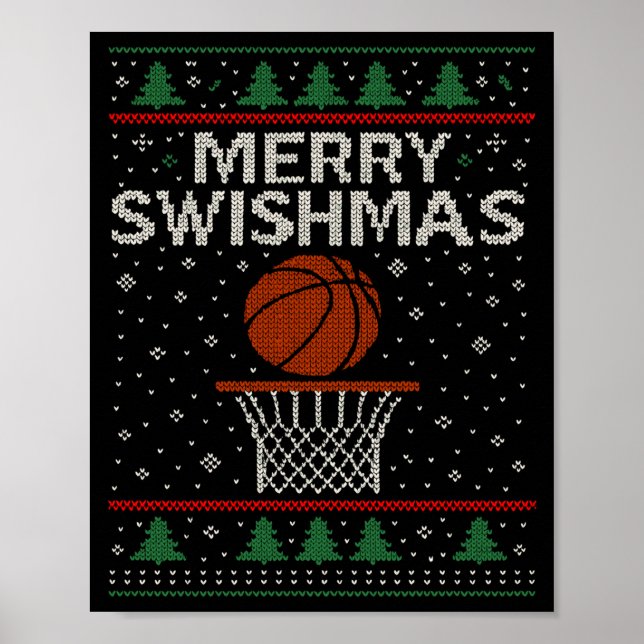 Poster Merry Swishmas Ugly Christmas Sweater Basketball J (Frente)