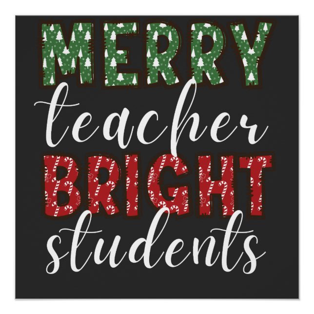 Pôster Merry Teacher Bright Students Christmas (Frente)