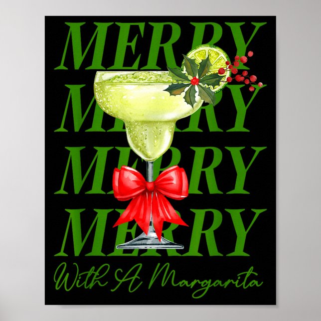 Poster Merry With A Margarita Christmas Drinking Margarit (Frente)