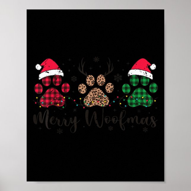 Poster Merry Woofmas Dog Lover Retro Holiday Top Puppy Ch (Frente)
