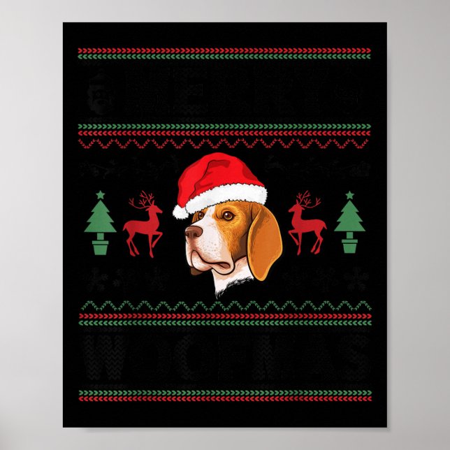 Poster Merry Woofmas Ugly Christmas Beagle Xmas Party  (Frente)
