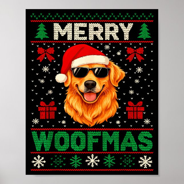 Poster Merry Woofmas Ugly Christmas Jumper Xmas Dog Lover (Frente)