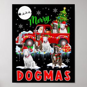 Poster Merry Xmas Dog Papai noel Touro De Carregando Em P