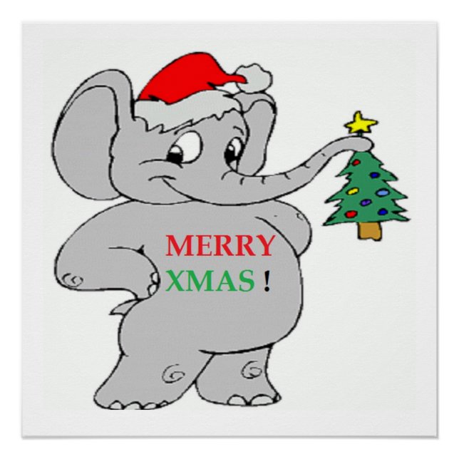 PÔSTER "MERRY XMAS" ELEFANTE (Frente)