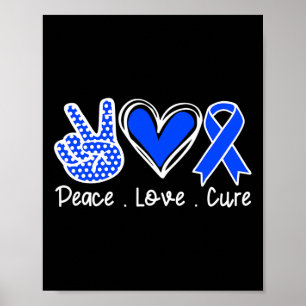 Poster Mês da Consciência Blue Ribbon Peace Love Cure Fai
