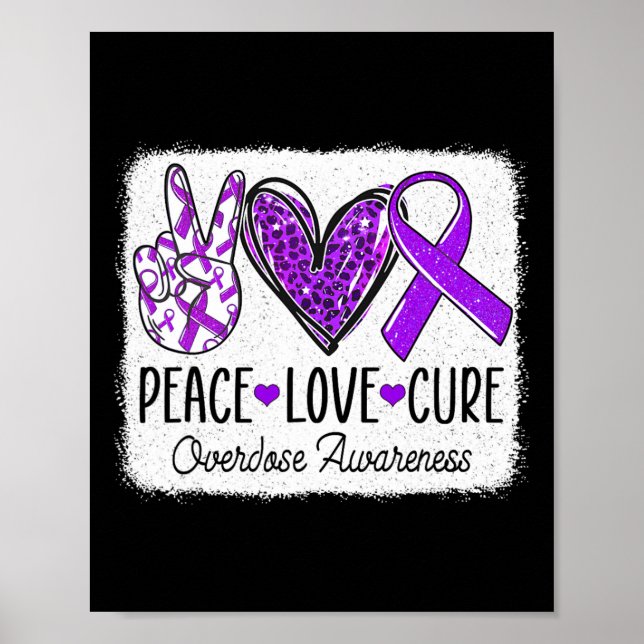 Poster Mês da Consciência do Amor Paz Cura Overdose Roxo  (Frente)