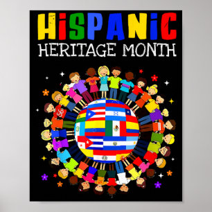 Poster Mês da Herança Hispânica Todos os Países Latinos M