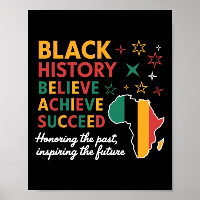 Poster Mês da História Negra Acredite Alcance Sucesso Mel (Frente)