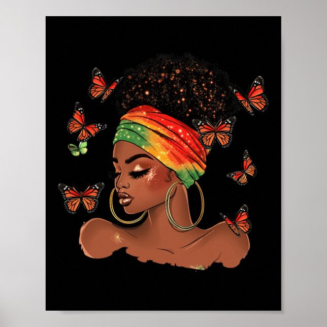 Poster Mês da História Negra Borboleta Afro-Americana Jun (Frente)
