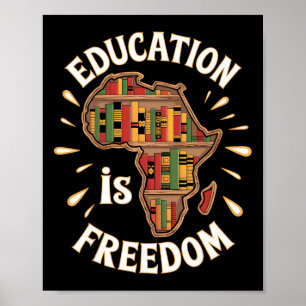 Poster Mês da História Negra Educação Liberdade Afro-Amer