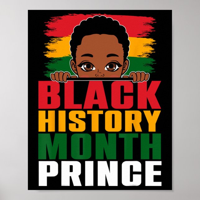 Poster Mês da História Negra Príncipe Menino Afro com Pou (Frente)