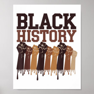 Poster Mês da História Negra Símbolo das Mãos Afro Motiva