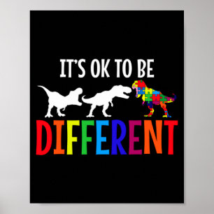 Poster Mês de Conscientização do Autismo Rex Puzzle Dino