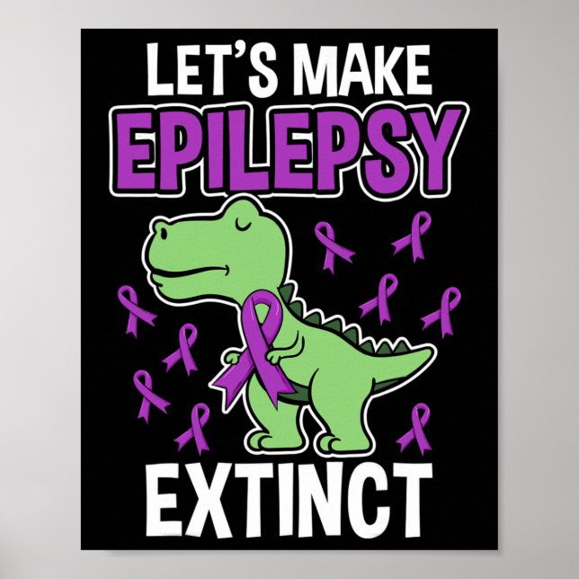 Poster Mês de conscientização sobre epilepsia T-rex extin (Frente)