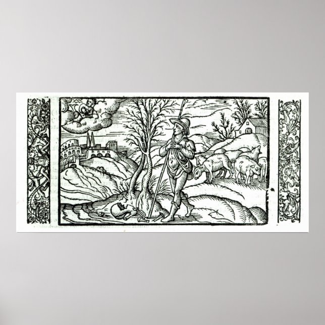 Poster Mês de Janeiro a partir de um calendário Shepherds (Frente)