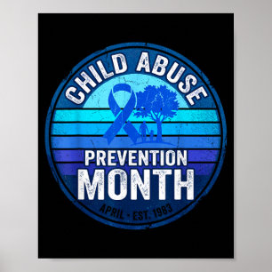 Poster mês de prevenção infantil laço azul de conscientiz