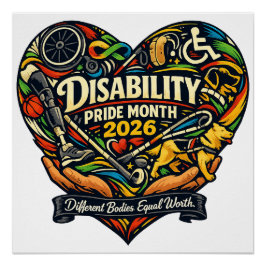 Pôster Mês do Orgulho da Deficiência 2026 Coração Design