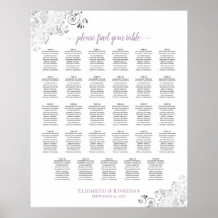 Poster Mesa 29 Gráfico de Casamento Lavanda Branco