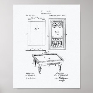 Pôster Mesa Billiard 1888, Arte Patente - Livro Branco