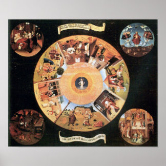 Poster Mesa Bosch com cenas dos sete pecados mortais