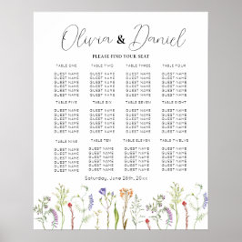 Poster Mesa Casamento 12 Flores Selvagens Floral