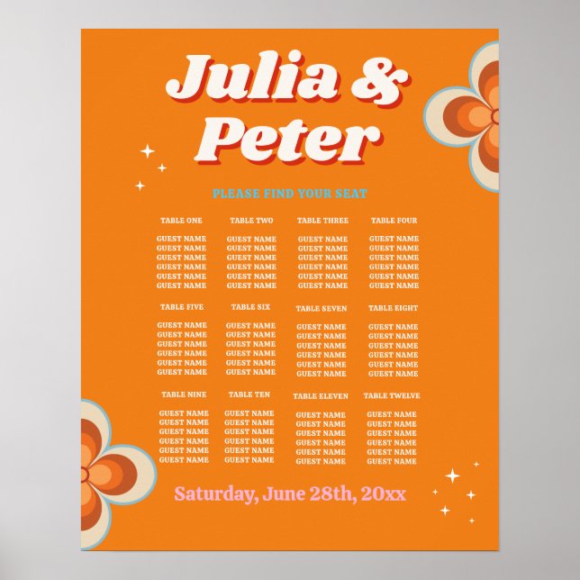 Poster Mesa Casamento 12 Retro Vintage 1970 (Frente)