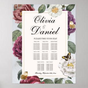 Poster Mesa Casamento 8 Borboleta Bloom Floral