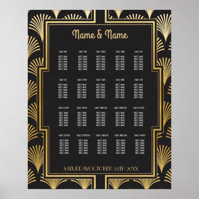 Poster Mesa Casamento Gatsby Art Deco 1920 20 Plano P (Frente)