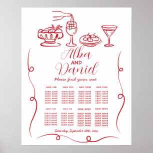 Poster Mesa Casamento Sentado 8 Whimsical Drawn