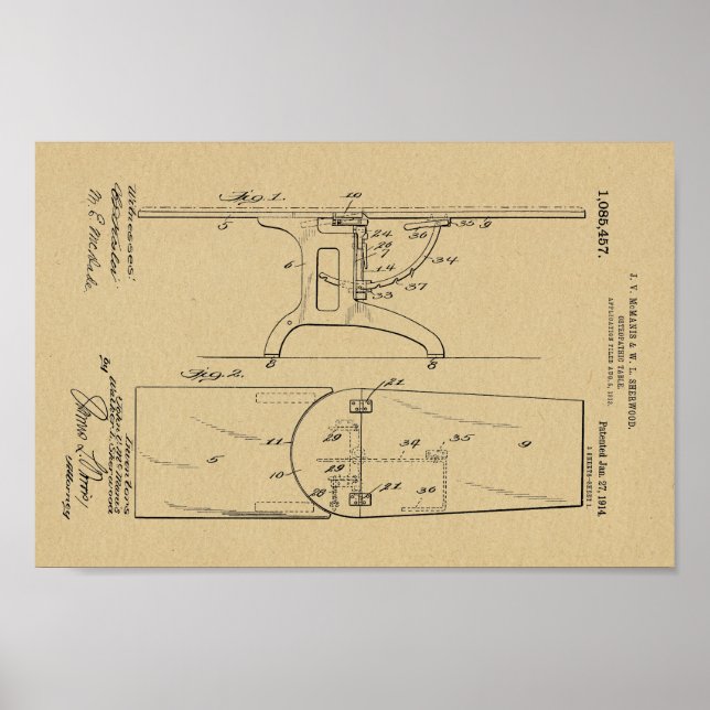 Pôster mesa de 1914 Vintage (Frente)