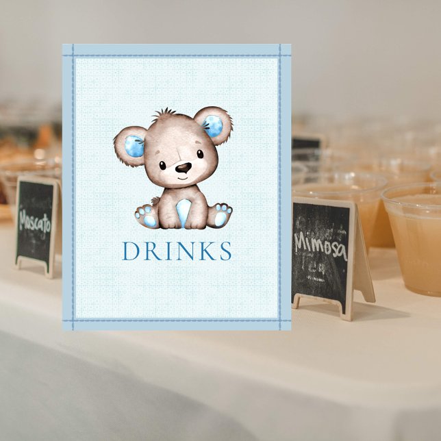 Poster Mesa de Bebidas Churrasco Urso Marrom Fofa Chá de  (Criador carregado)